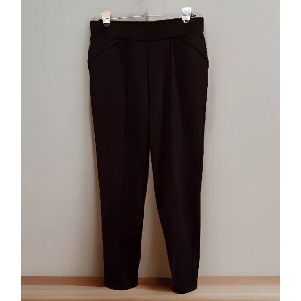 Athleta Seamed Straight Leg Pants Womens M Black Zip Pocket Stretch Athleisure